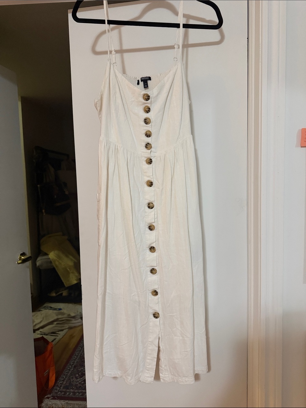 Buffalo David Bitton Cream Button-Front Midi Dress
